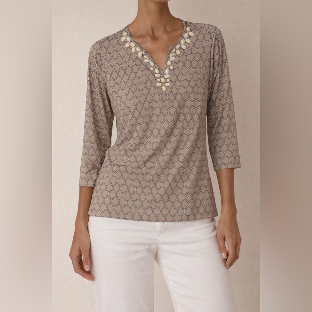 Susan Graver Blouse 3/4 Sleeve Top S